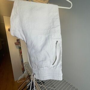 White linen Athleta jogger